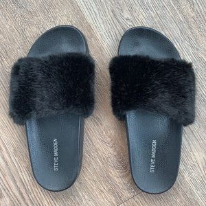 Steve Madden Fuzzy Slides